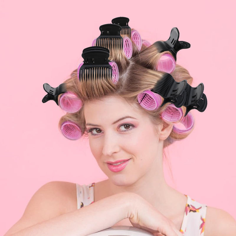 Curler Clips for Rollers,16Pcs Large Roller and Clip, Versatile Hair Roller Clips, Curler Rollers Replacement, Hair Section Styling Tool Set for Women Girls Effortless Curls Waves | Replacement Clip, Hair Section Styling Tool Set, for Women Girls, Effo...