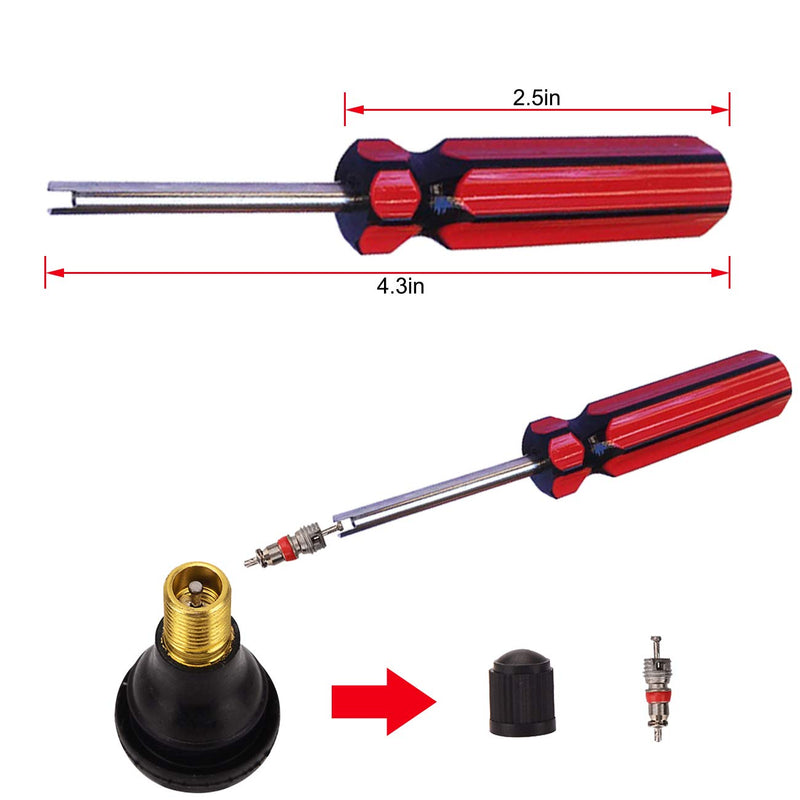 Febrytold Tire Valve Stem Tool Remover & Installation, 6 Pcs TR412 Snap-in Valve Stems with Valve Stem Cores, 1 Pcs Single Head Tire Valve Core Remover Installer Tool (14 Pcs) 14 Pcs