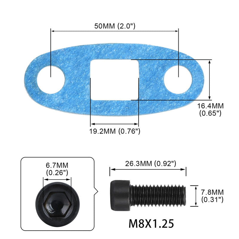 PTNHZ AN10 Male Turbo Oil Feed Inlet Flange Adapter Kit w/Gasket For For T3 T4 T04 GT30-GT55 AN10 For T3 T4