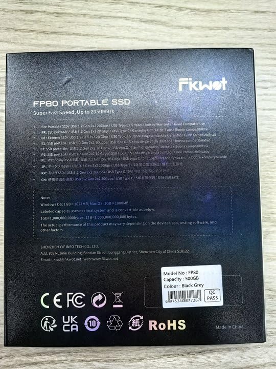 1TB External SSD, Portable SSD, Up to 2000MB/s, USB 3.2 Gen2x2 External Solid State Drives, Compatible with Smart TV, PS5/PS4(Pro), iPhone 15/16, Xbox, Mac & Windows and Other Devices(FP80) FP80 1TB