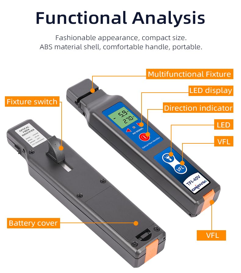 TFI-40V Fiber Optic identifier Wavelength 800nm to 1700nm, Optical Identifier Live Fiber Detector with VFL 10mW LED