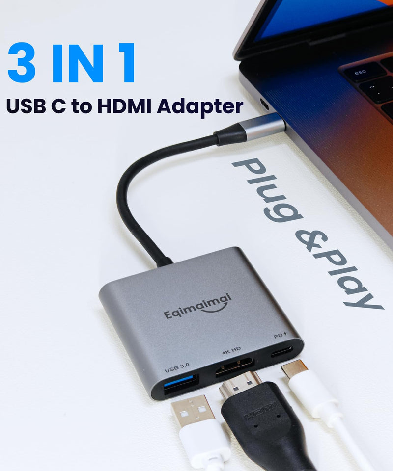 USB C to HDMI Multi-Port Adapter(4K@120HZ) with 100w PD,USBC Laptop Docking Station for Monitor Extension Display, USB-C to USB-A Converter 10Gbps,4K HDMI Hub for Mac/iPad pro/MacBook/Laptops HD 4K@120HZ