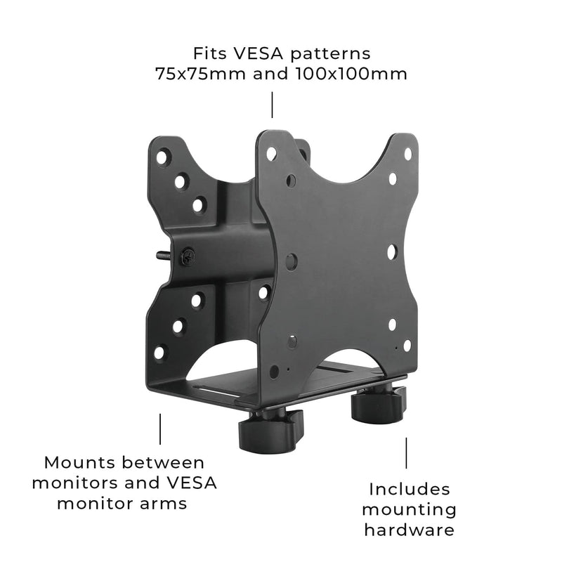 HumanCentric Thin Client Mount Bracket, Mount a Mini PC or Computer to a VESA Monitor Arm or Stand, Pole, or Under Desk or Surface, Devices with 0.65-2.55" in Depth for 75x75 and 100x100mm Patterns