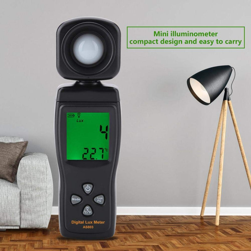 Digital LuxMeter Illuminometer Walfront SMART SENSOR AS803 Mini LCD Display 200000 LUX Handheld Luxmeter Light Meter -10~50℃