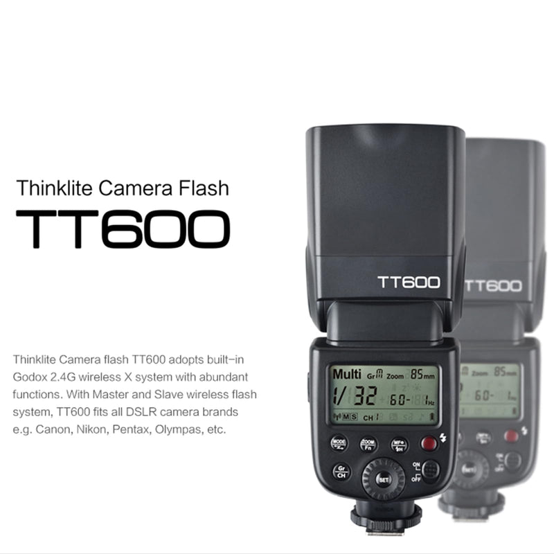 Godox TT600 Speedlite Flash with Built-in 2.4G Wireless System | Manual Flash with Standard Hotshoe, Compatible with Canon Nikon Pentax Olympus Cameras for Versatile Wireless Lighting