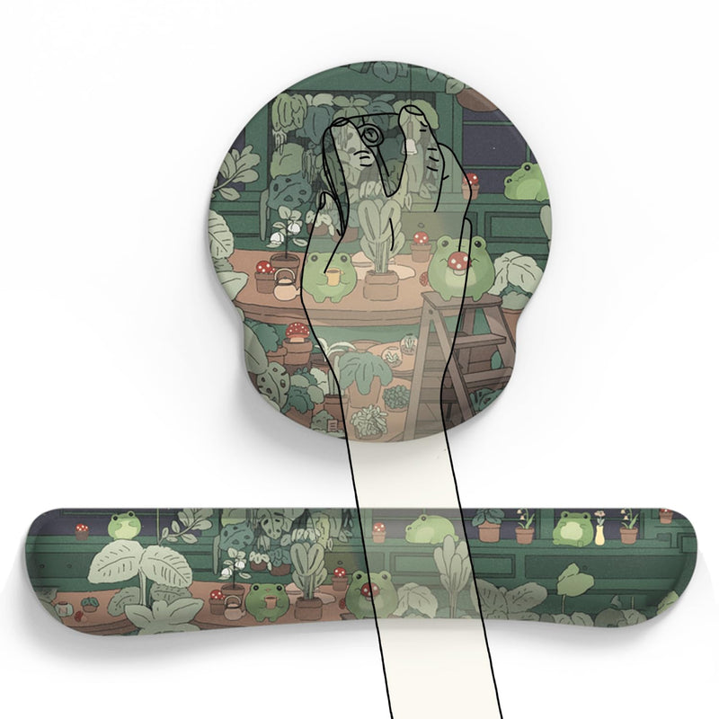 Cute Frog Mouse Pad with Wrist Rest Kawaii Green Decor Pain Relief Mat, Ergonomic Mouse Pad for Desk Computer Keyboard Laptop, Desk Decor Office Accessories for Girl Wrist Rest for Computer Keyboard.