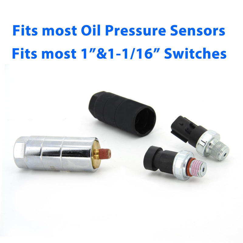 A ABIGAIL Oil Pressure Switch Socket, 1 1/16'' x up to 2-5/8'', Fits 3/8'' Drive or 1 1/8'' Hex, High Performance Chrome Molybdenum, Black Oxide Finish, Model A7646F