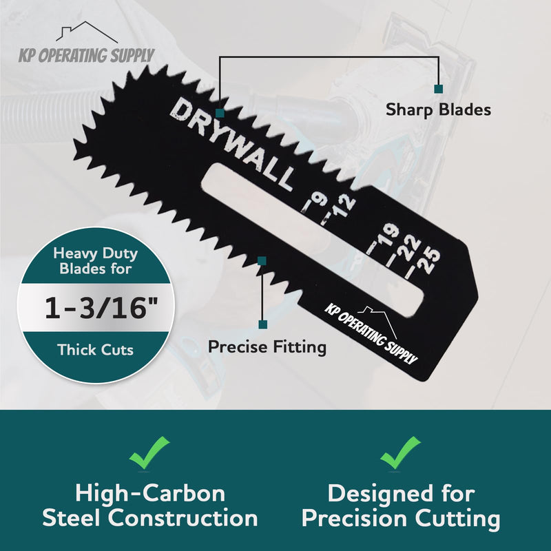 10 Pack Drywall Cutter Saw Blades for Drywall Saw - High Carbon Steel Cordless Cut Out Saw Blades - Cuts Drywall up to 1-3/16" Thick - by KP Operating Supply Pack of 10