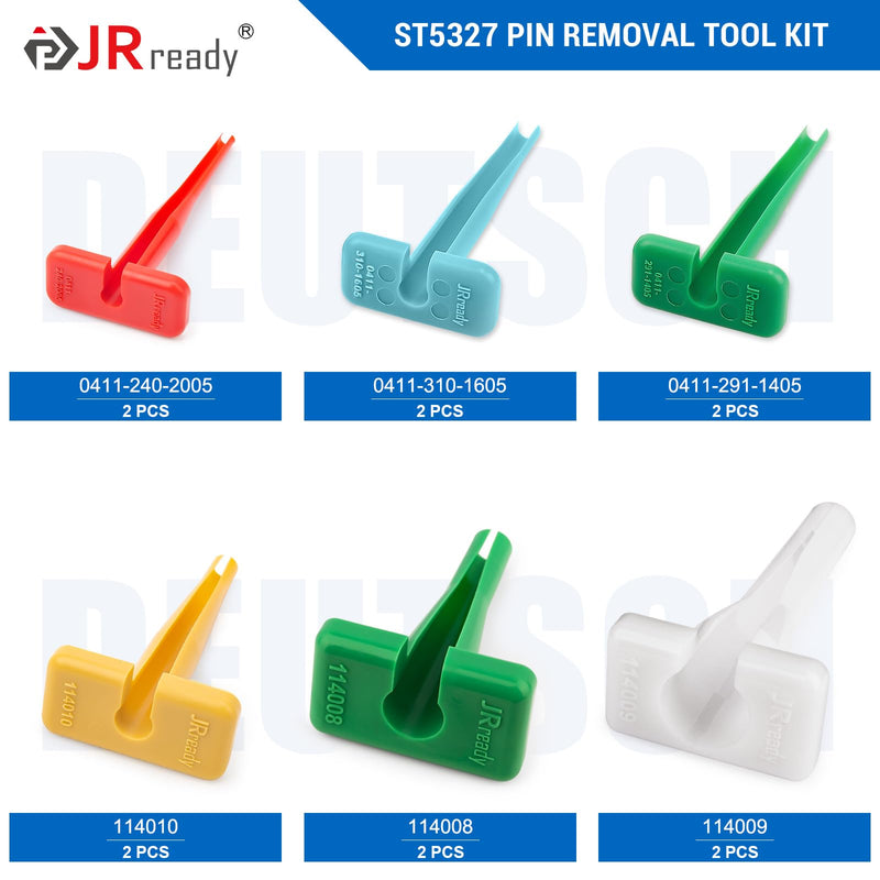 JRready ST5327 Deutsch Pin Removal Tool Kit for 4#8#12#16#20# Solid/Stamped Contacts 6-22 AWG, Plastic Terminal Release Tool Kit for Deutsch DT,DTM,DTP,HD Series Connector, 12PCS Extraction Tools 6-22awg