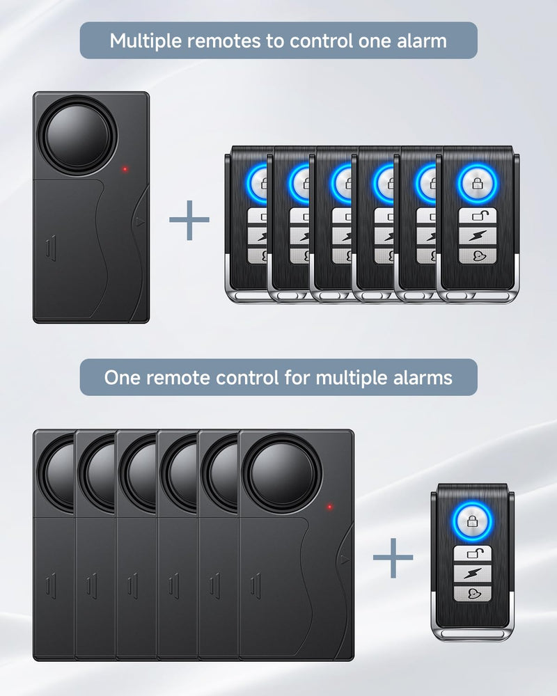 110dB Car Alarm System, Anti-Theft Vibration Alarm with 10 Levels Sensitivity Adjustable, Wireless Remote Anti Theft Device for Car, Truck, RV, E-Bike, Motorcycle