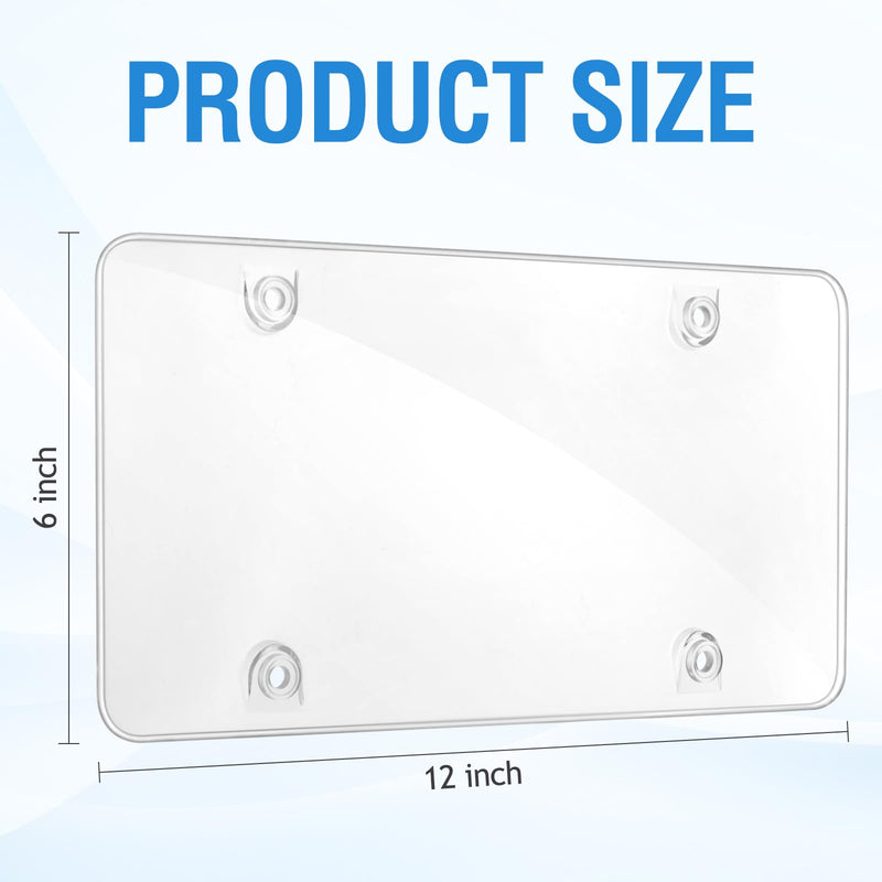 2 Pack Clear License Plate Covers Unbreakable License Plate Protector Clear Flat Cover Frame Shields with Screws 2