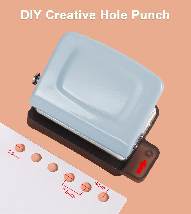 Spiral Binding Machine-Mini 6 Hole Puncher, DIY Creative Book Binder Machine for Planner, Portable A4/A5/B5 Book Loose Leaf Paper Puncher for Coil Bound- Blue Mini 6 Hole-blue