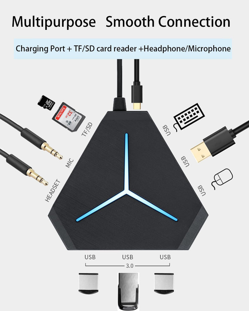 S24 USB Hubs Audio Adapter External Stereo Sound Card with 3.5mm Headphone & Microphone and 6 USB Jack for Windows, Mac, Linux, PC, Laptops, Desktops, PS4 Computer External USB (10-in-1) Gray - 10-in-1