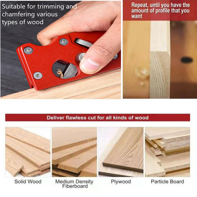 szhdxsy, Wood Planar carpenter's edge trimming tool, suitable for manual chamfering and planing of wood quick trimming,for Quick Edge Trimming and Chamfering,red(Combination upgrade-7 Cutter Heads) A180