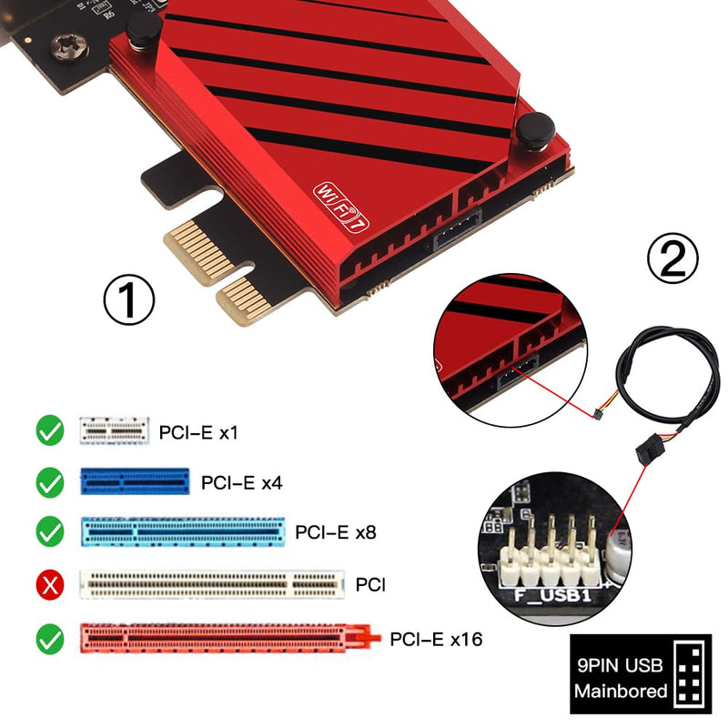 FENVi PCIE WiFi Adapter for Desktop WiFi 7 BE200 Tri-Band PCIe Network Adapter with 8774Mbps Speed and BT5.4, Compatible with Windows 11/10, Not for AMD Motherboards