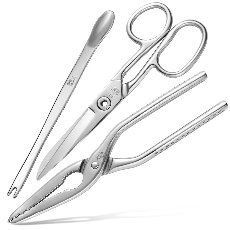 MALANG - Full stainless steel Crab Leg cracker,scissor and picks,seafood tool kit,Easy to Use Lobster cracker,food scissor,and lobster pick &spoon,portable travel box