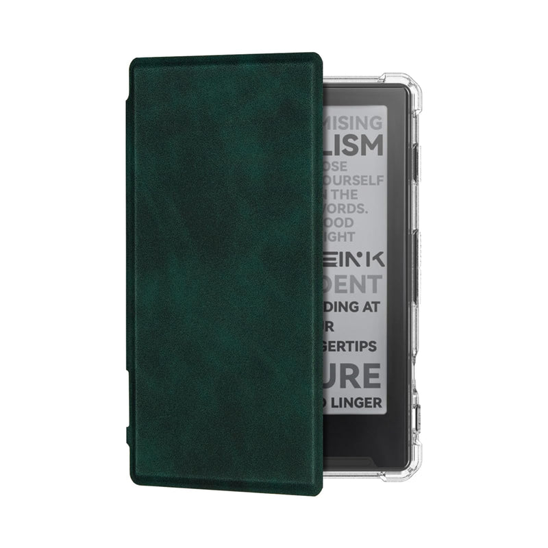 Case for 4.3" Xteink X4,Clear Soft TPU Back Cover, Pine Green | Thin & Lightweight,Scratch Proof & Shockproof,Magnetic Closure,PU Leather Protective Cover for Xteink X4