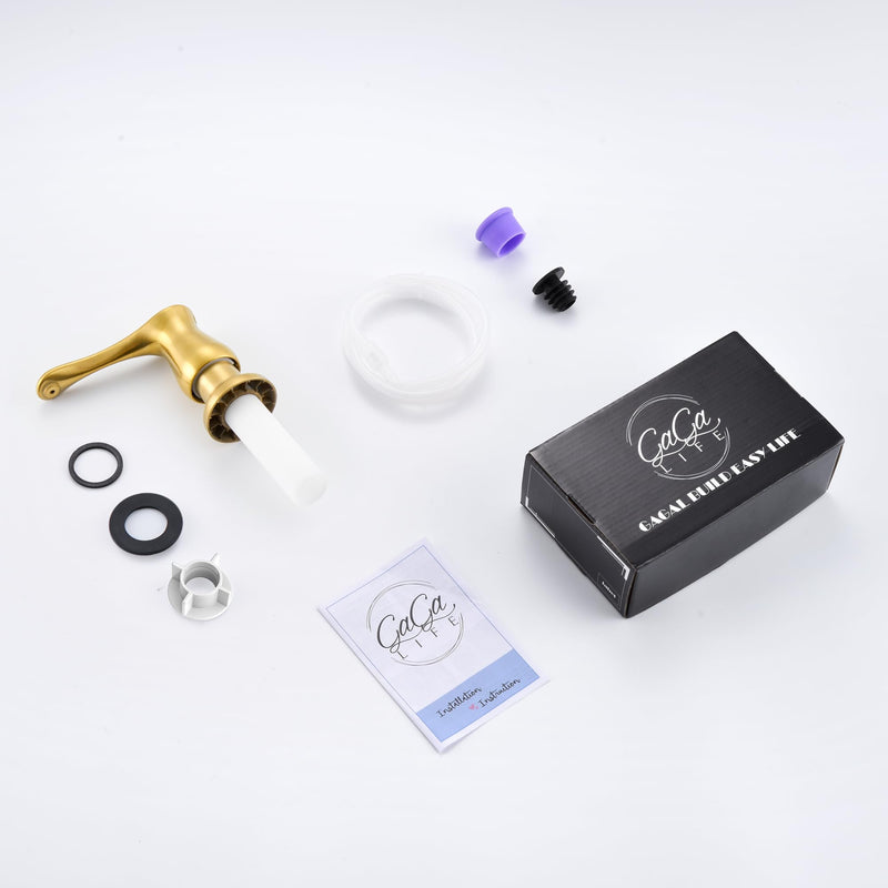 GAGALIFE Kitchen Sink Soap Dispenser Brushed Gold, Under Sink Soap Dispenser with 40" Silicone Extension Tube, Say Goodbye to Frequent Refills with Hose