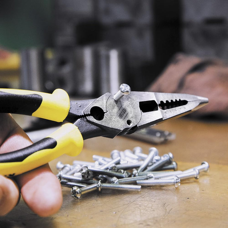 Klein Tools J207-8CR Needle Nose Pliers, Made in USA, All-Purpose Linesman Pliers for Crimping, Looping, Cutting, Stripping, Crimping, Shearing Crimper
