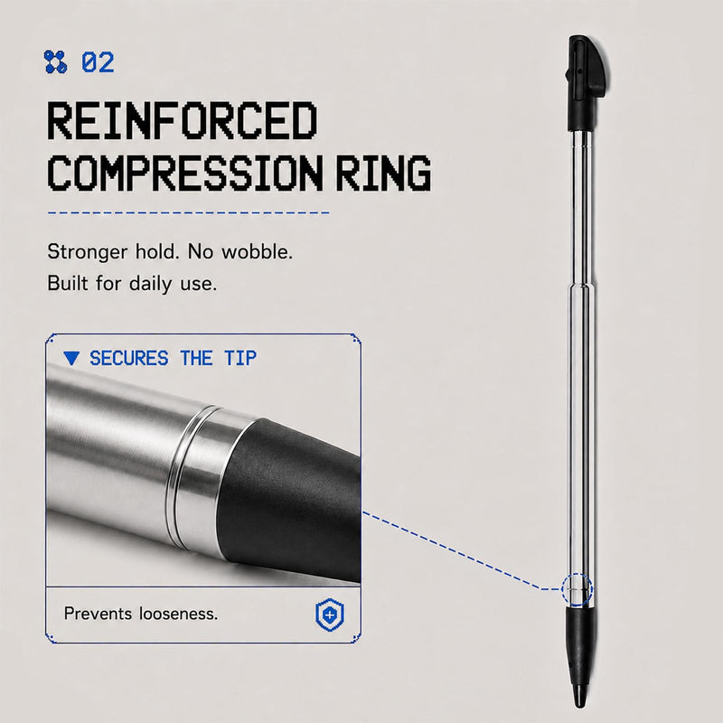 Retractable Stylus for Nintendo 3DS XL [5 Pack], Telescopic Metal Pen 3.74"-4.88" (9.5-12.4cm), Designed for 3DS XL Console Slot — Blue, Red, White, Black, Light Green