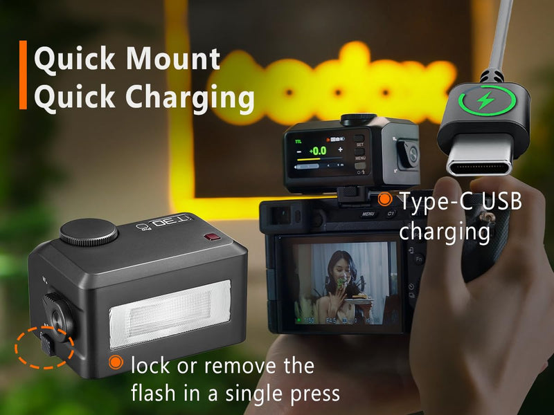 Godox iT30pro F TTL Mini Flash & Trigger- GODOX Authorized Distributor iT30 Pro F for Fuji - IT30 Pro for Fujifilm TTL Flash, Wireless Master & Receiver, HSS 1/8000 Second, 2.4G Wireless Black