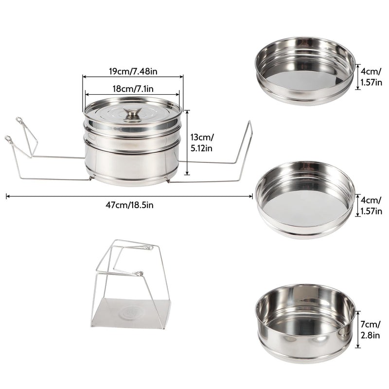 Stackable Stainless Steel Pot Inserts, 6QT 2-Tier Steamer Inserts Set with Handles for Instant Pot & Pressure Cookers, Multi-Use Cookware for Pot-in-Pot Cooking, Steaming, Serving (3-Tier, Unequal) 3-Tier, Unequal