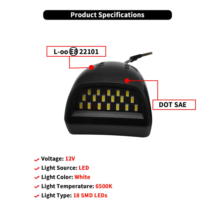Full LED License Plate Light Tag Lamp Assembly Compatible with Chevy Silverado GMC Sierra 1500 2500 3500 Suburban Tahoe Yukon XL Cadillac Escalade EXT Black
