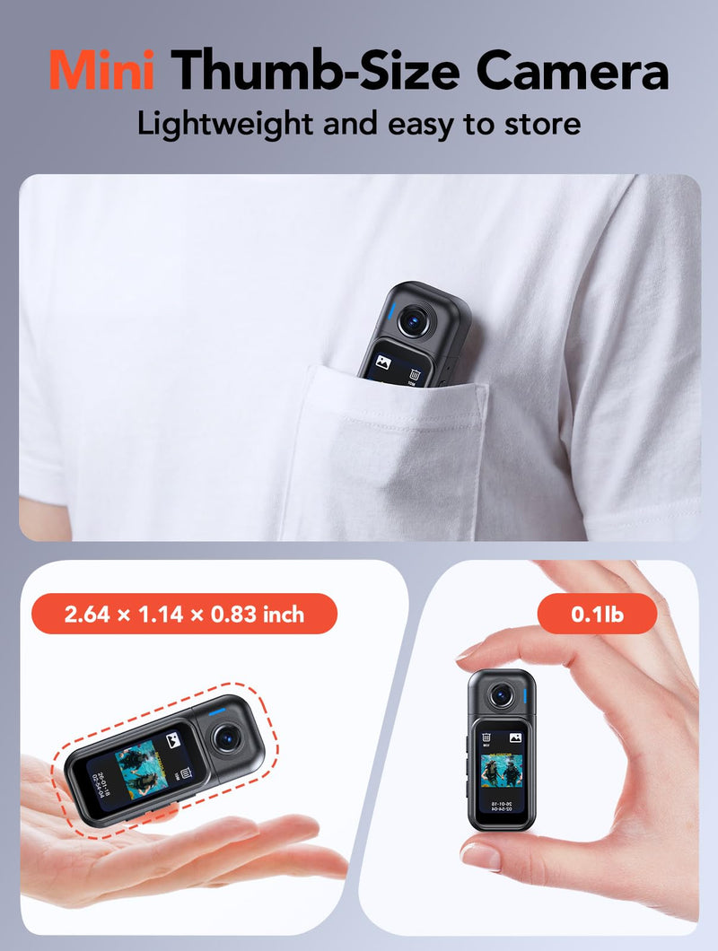 BOBLOV W3 Mini Body Camera Waterproof, 64GB Touch Screen Wearable Camera | 7H recording, charging dock, magnetic clips and up to 33FT waterproof case for vlogging, travel, cycling and daily use 64G Waterproof