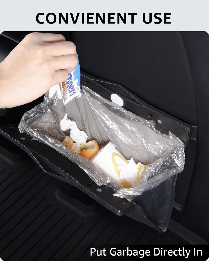 Motrobe Tesla Model Y Juniper Trash Can 2020-2026 Garbage Bag Garbage Bin [Strong Magnetic Buckle] Waterproof with LED Light Faux Leather Model Y Interior Accessories 2.5 Gallons
