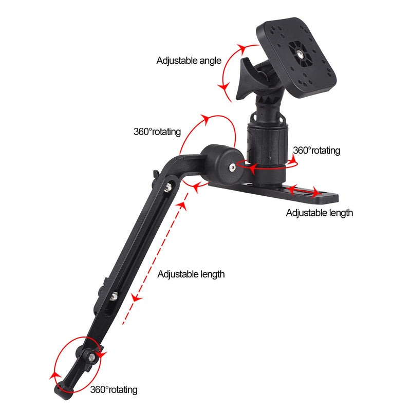 Lixada Universal Kayak Fish Finder Mount, Boat Transducer Mounting Arm with Telescoping 360° Swivel, Portable Fish Finder Mount Base Adapter for Marine Electronics