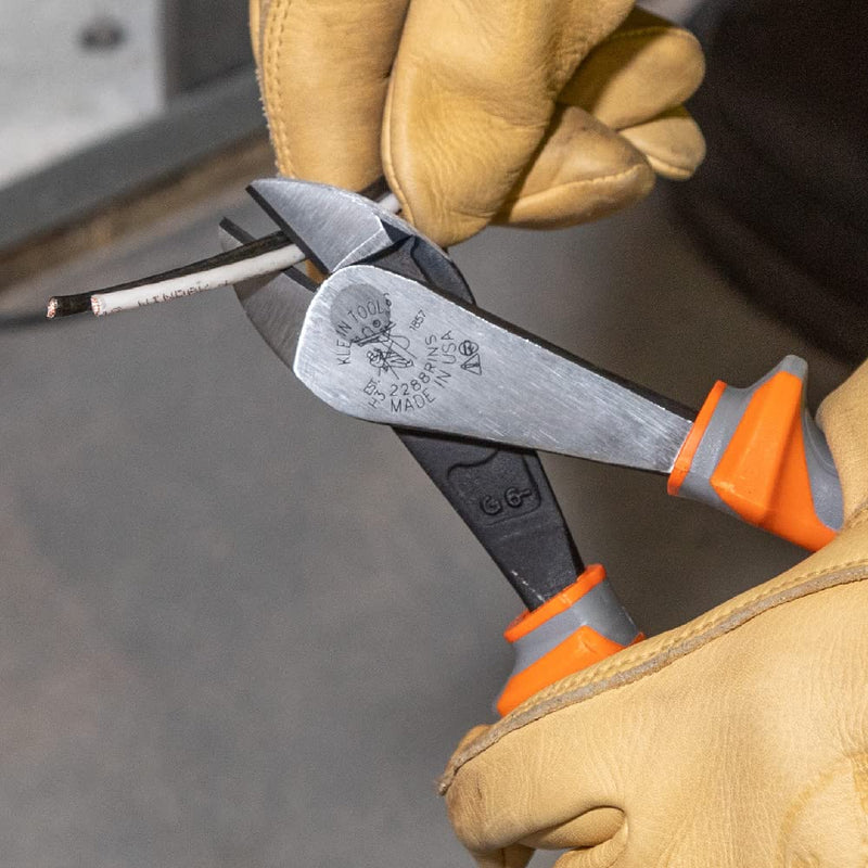 Klein Tools 2288RINS 1000V Insulated Diagonal Cutter Pliers, Made in USA, High Leverage Design, Induction Hardened Knives, 8-Inch 1-Piece 4-Piece Kit