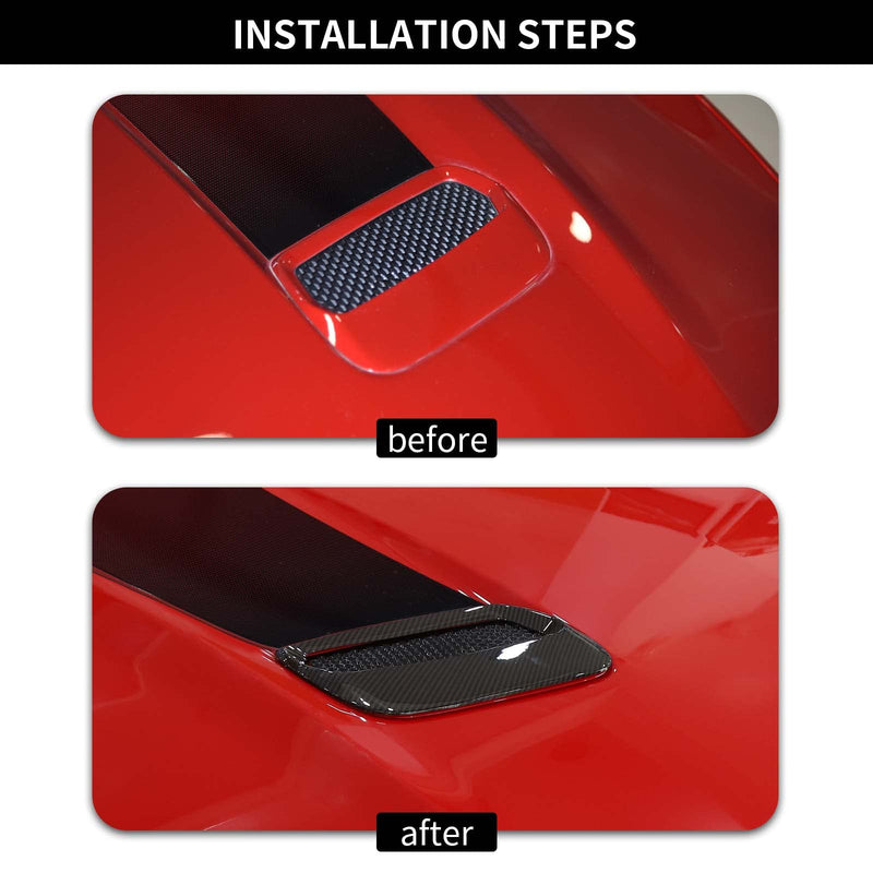 Hoolcar Engine Hood Air Outlet Vent Cover Trim Compatible with 2018-2022 Ford Mustang, Exterior Accessory, Carbon Fiber