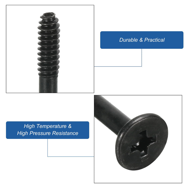 MECCANIXITY 30PCS Computer Case Fan Screws 1.18"L PC Reducing Vibration Screws Housing Radiator Screws for Fans Cooling Components, Flat Nail Head, Black 30