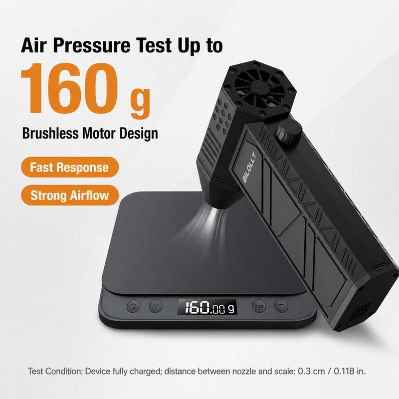 BiLOLLY Compressed Air Duster, 130,000 RPM Electric Air Duster Blower, Rechargeable Turbo Fan with Stepless Speed Control, Portable Mini Jet Blower for Computer, Keyboard, Car, Home and Outdoor Black