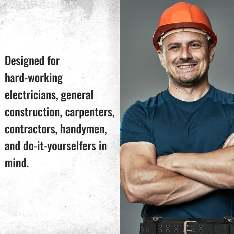 WOLF WTH2110 Heavy-Duty Ballistic Padded Tool Work Belt | Compatible w/Pouches, Holsters & 4-Point Suspenders | Body Waist Comfort Lightweight Breathable | Contractors Handyman | Tongue Buckle Large