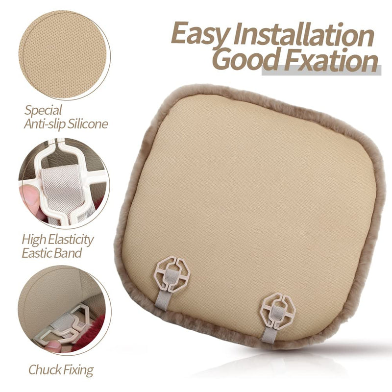 Genuine Sheepskin Auto Seat Pad, Australian Soft Wool Seat Cover Breathable and Sweat-Wicking Comfort Warm Universal Fit,19.2 inch x19.2 inch (Front seat Cushion 1pc, Ivory White) 1 Count (Pack of 1)