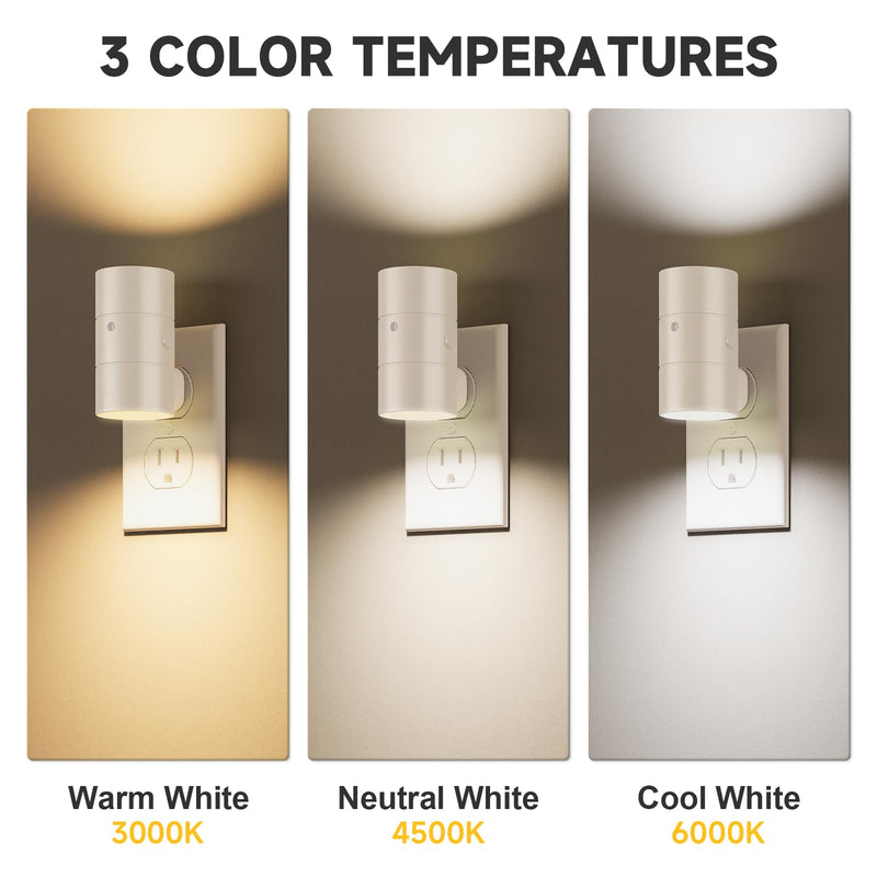 NIORSUN Night Lights Plug into Wall, Dimmable with 3 Color Modes & Auto On/Off Sensor, Ultra-Slim Nightlight for Hallway, Bathroom, Bedroom, Nursery, Kitchen (10 Pack, White) 10 Pack