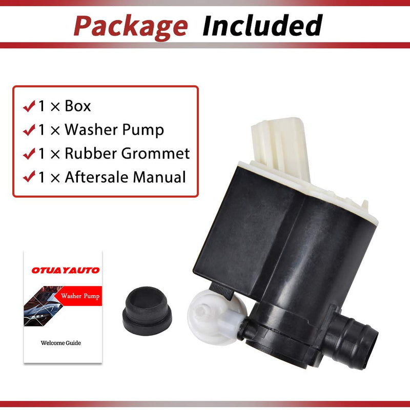 OTUAYAUTO 98510-2V100 Windshield Washer Pump - Replacement for Hyundai Accent Elentra Santa Fe Tiburon Tucson Entourage Veloster Veracruz | Kia Sedona Sportage - Washer Fluid Pump with Grommet