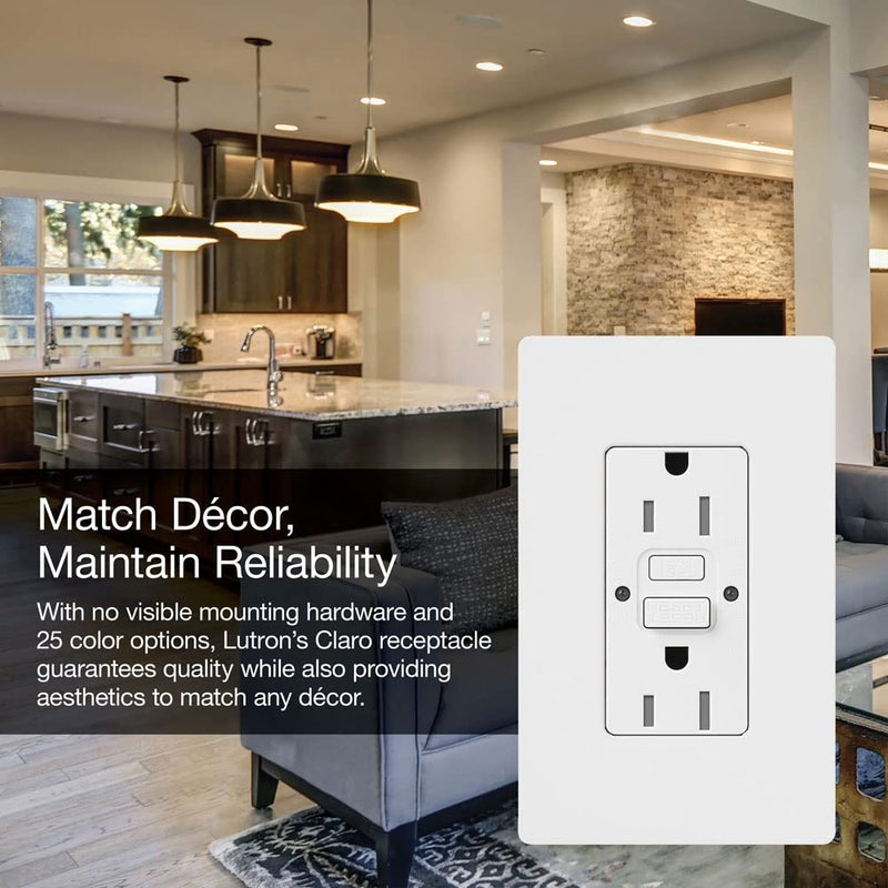 Lutron 15 Amp Tamper-Resistant GFCI Duplex Receptacle in Gray
