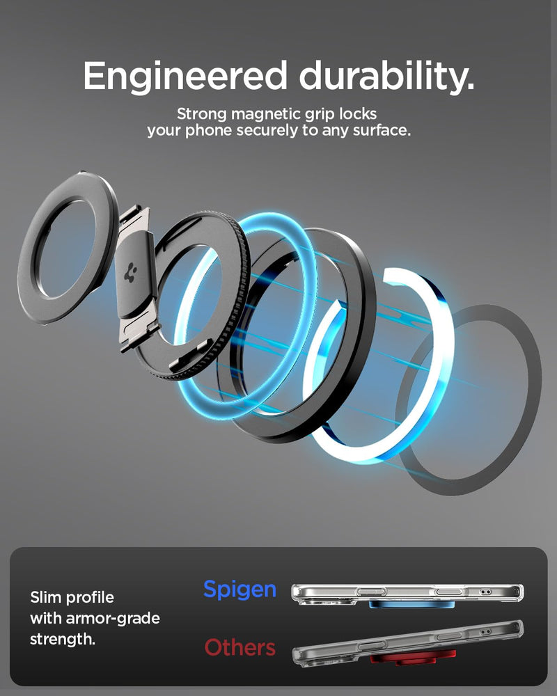 Spigen for MagSafe Phone Grip, O-Mag Ring MagFit Dual Magnet Hinge Holder | For iPhone 17-12, Pixel 11-10 & Galaxy S26-S24, Z Fold 8 Ultra/Z Fold/Flip 8- 7 with Magnetic Case 360° Rotation for Gym, Car Black