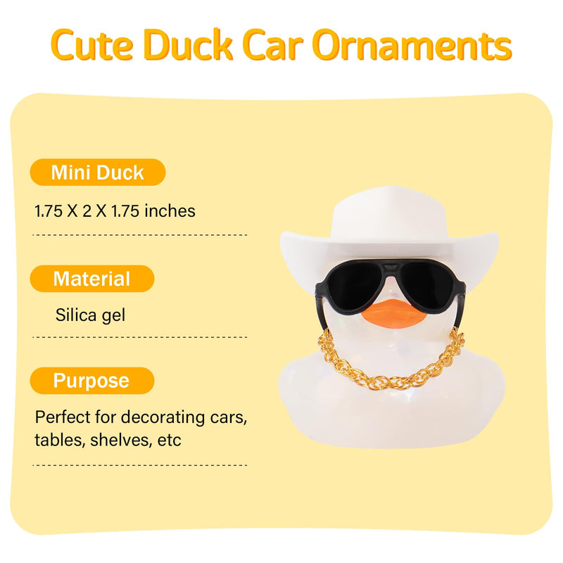 wonuu Cowboy Hat Rubber Duck with Light Transparent Glowing Rubber Ducks Car Ornament Dashboard Home Decoration Birthday Gift White Light mini