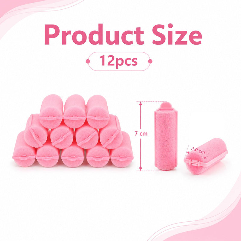 12 Pieces Foam Sponge Hair Rollers, Soft Sleeping Hair Curlers, Flexible No Heat Hair Styling Tool for Home Salon, Pink