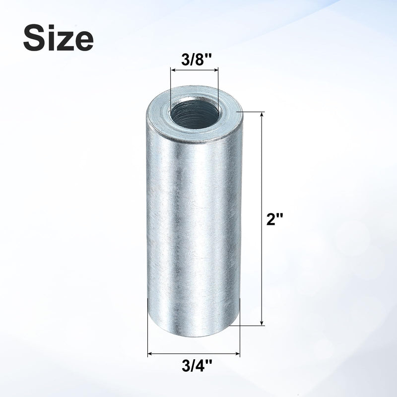 uxcell 10 Pcs Galvanized Steel Spacer 3/8" Bore x 3/4" OD x 2" Length, Unthreaded Standoff Bushing Plain Finish, Round Metal Spacer Fits M12 Screws Bolts 3/8"ID x 3/4"OD x 2"Length