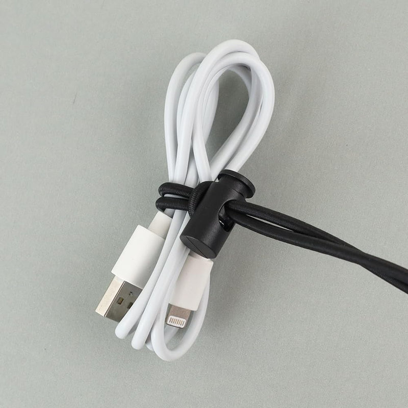 Reusable Elastic Cable Tie with Adjustable, Cable Strap Toggle Tie | 10pcs Keep cords neat and tangle-free with this reusable, adjustable elastic strap—soft on cables, tool-free 10pcs Black