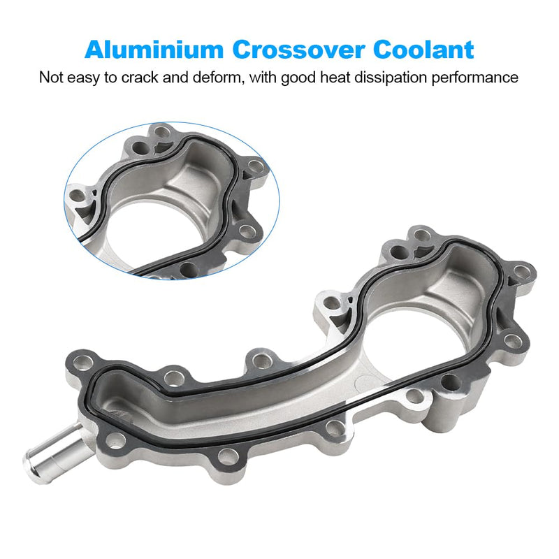 Aluminium Coolant Crossover Water Outlet Compatible with 2011-2021 Chrysler Town & Country 200 300 Dodge Charger Durango Grand Caravan Journey Jeep Cherokee Ram 1500, Replacement for 5184653AF