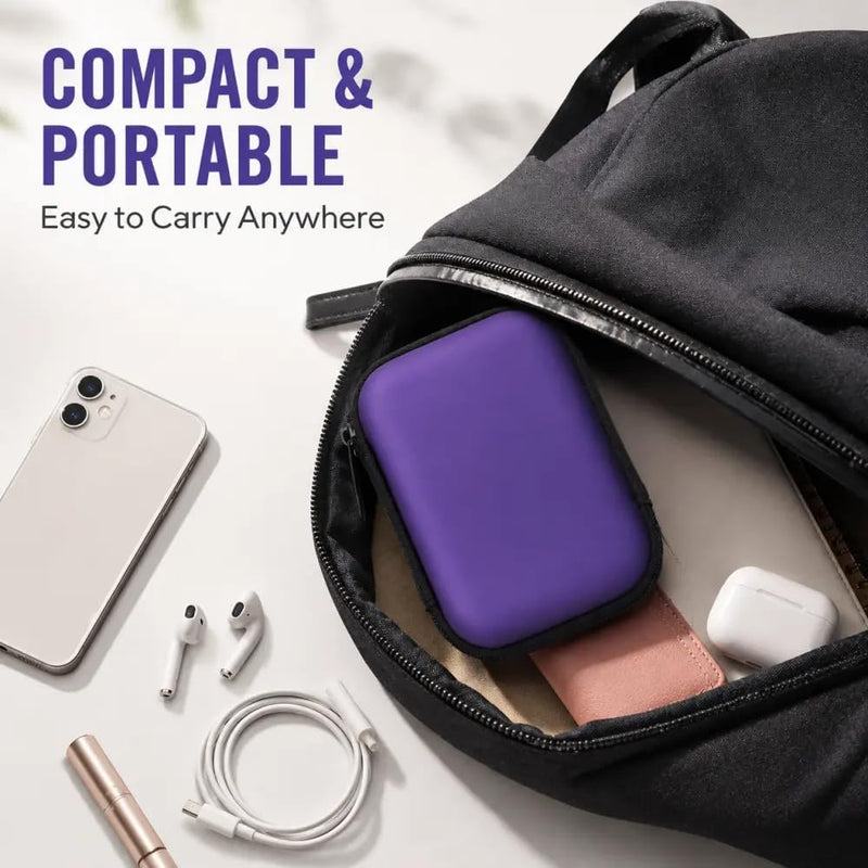 2.5 Inch EVA Organizer Case, Portable Camera Accessory Bag, Hard Shell Storage Pouch for Earbuds, Data Cables, Chargers and Small Items Purple