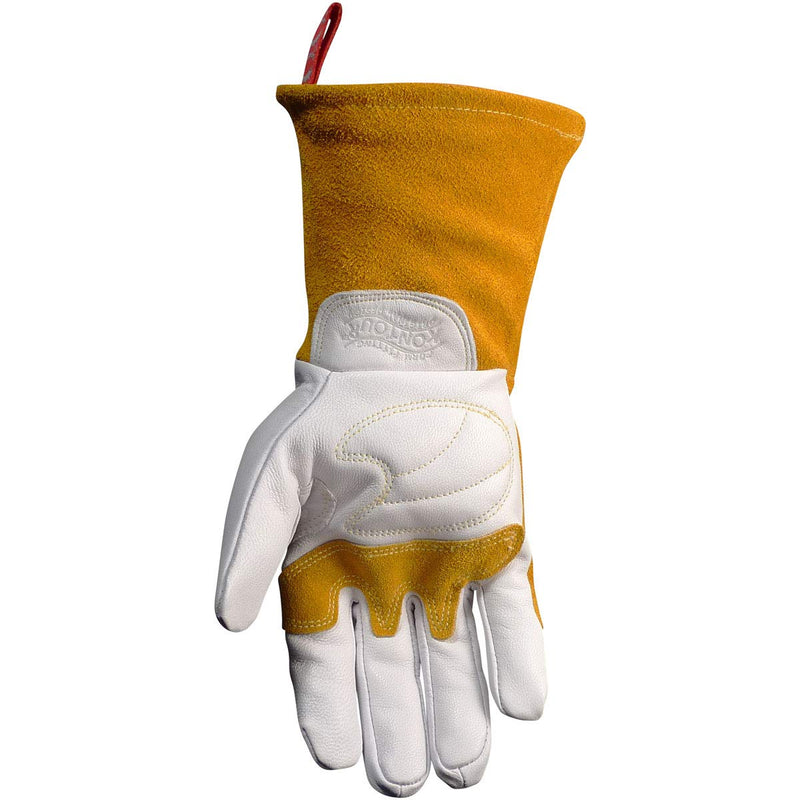 Caiman unisex-adult Premium Goat Grain Tig/Mig Welding Gloves With Split Cowhide Back and Flame Resistant Insulated Back X-Large (Pack of 1) White/Gold