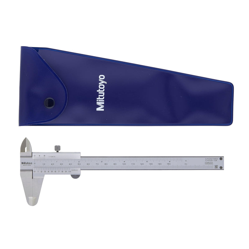 Mitutoyo 530-101 Vernier Calipers, Stainless Steel, for Inside, Outside, Depth and Step Measurements, Metric, 0"/0mm-150mm Range, +/-0.05mm Accuracy, 0.05mm Resolution, 40mm Jaw Depth 150mm
