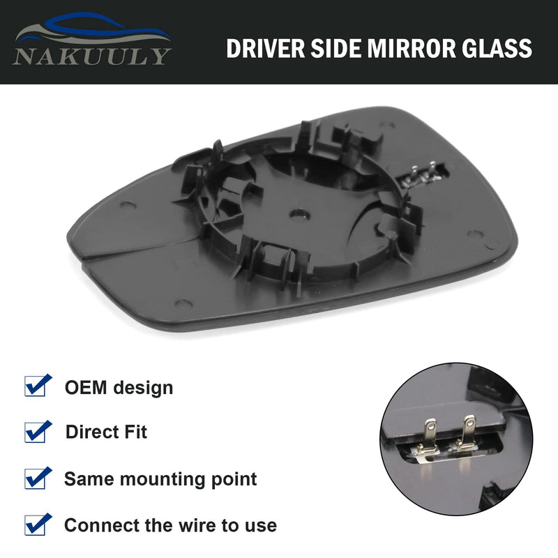 Nakuuly Mirror Glass Passenger Right Side Compatible with 2013-2020 Ford Fusion Side View Heated Convex Mirror Glass with Rear Holder Replace # DS7Z17K707B