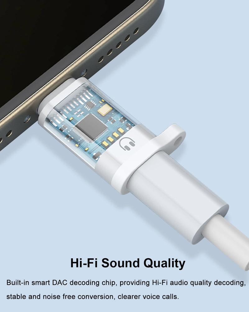 AreMe Headphone Adapter for iPhone Lightning to USB C Audio Adapter | USB-C Male to Lightning Female Earbuds Converter, Support Line Control & Calls, Not for Charging/Data Transfer